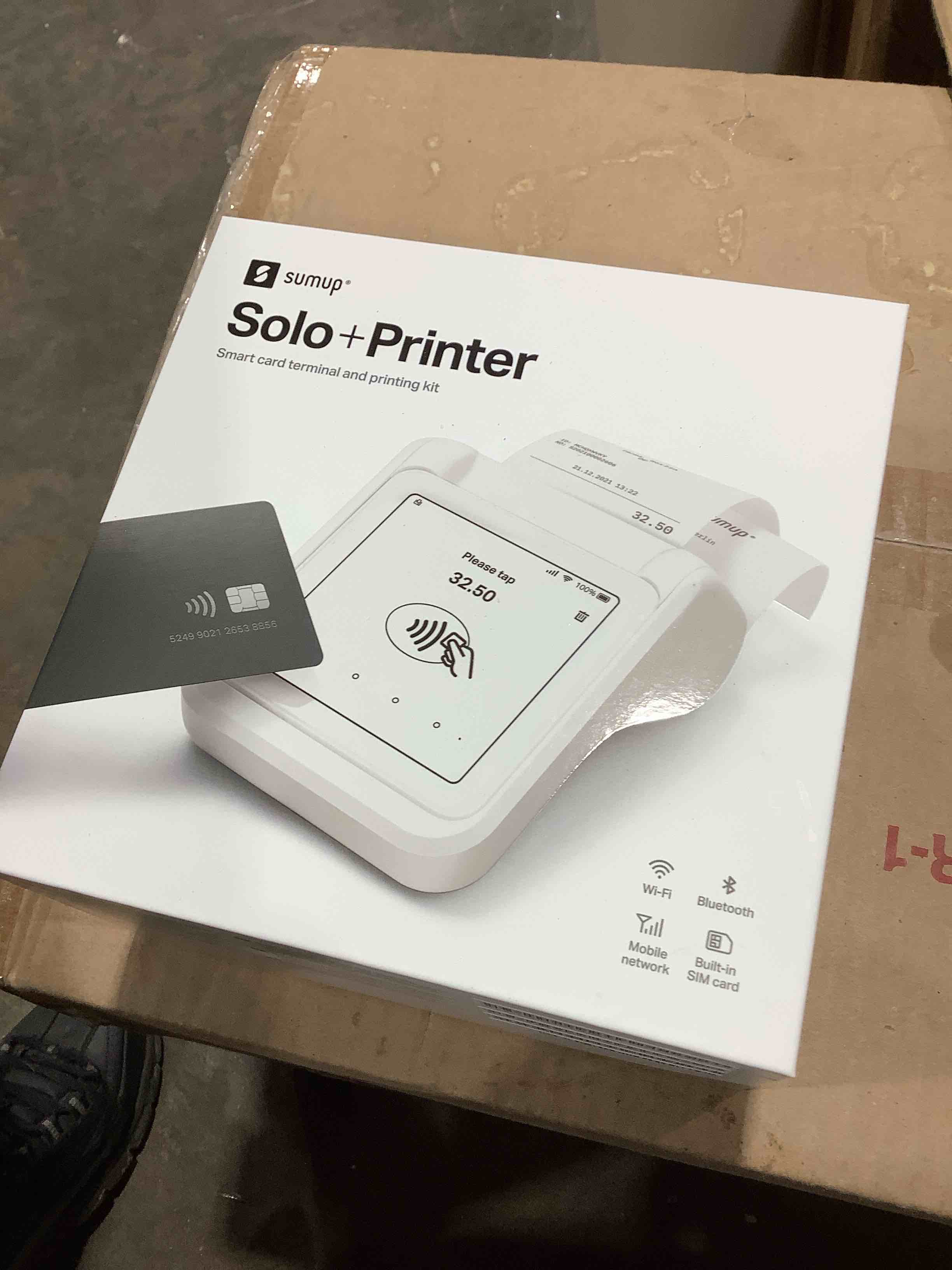 Condition photo showing New/Like New for SumUp Solo 815620001 Mobile NFC/EMV Card Reader and Printer Bundle | Quill, in office