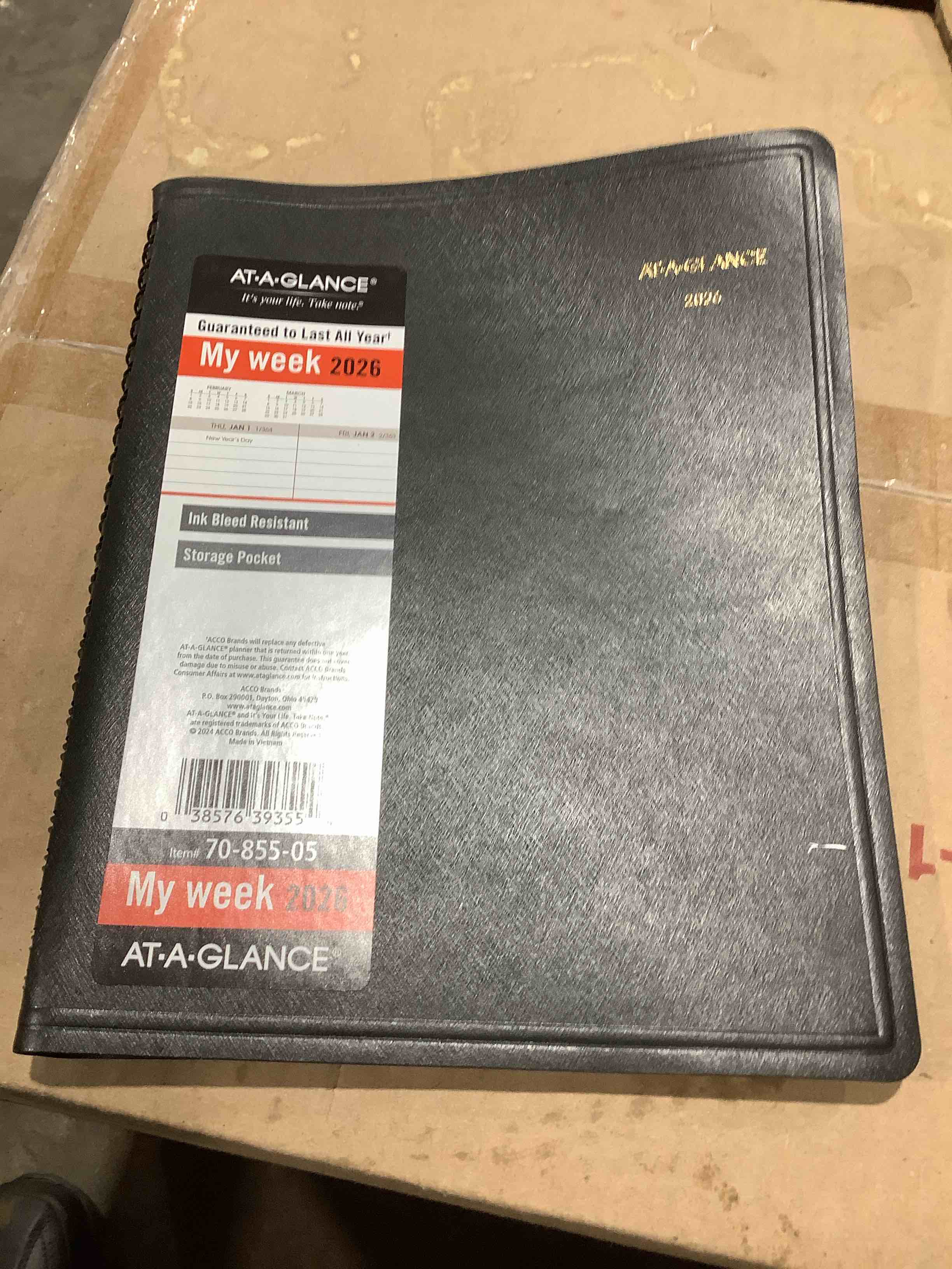 Condition photo showing New/Like New for AT-A-GLANCE 2026 Open Scheduling Weekly Planner Black Medium 6 34 x 8 34 -