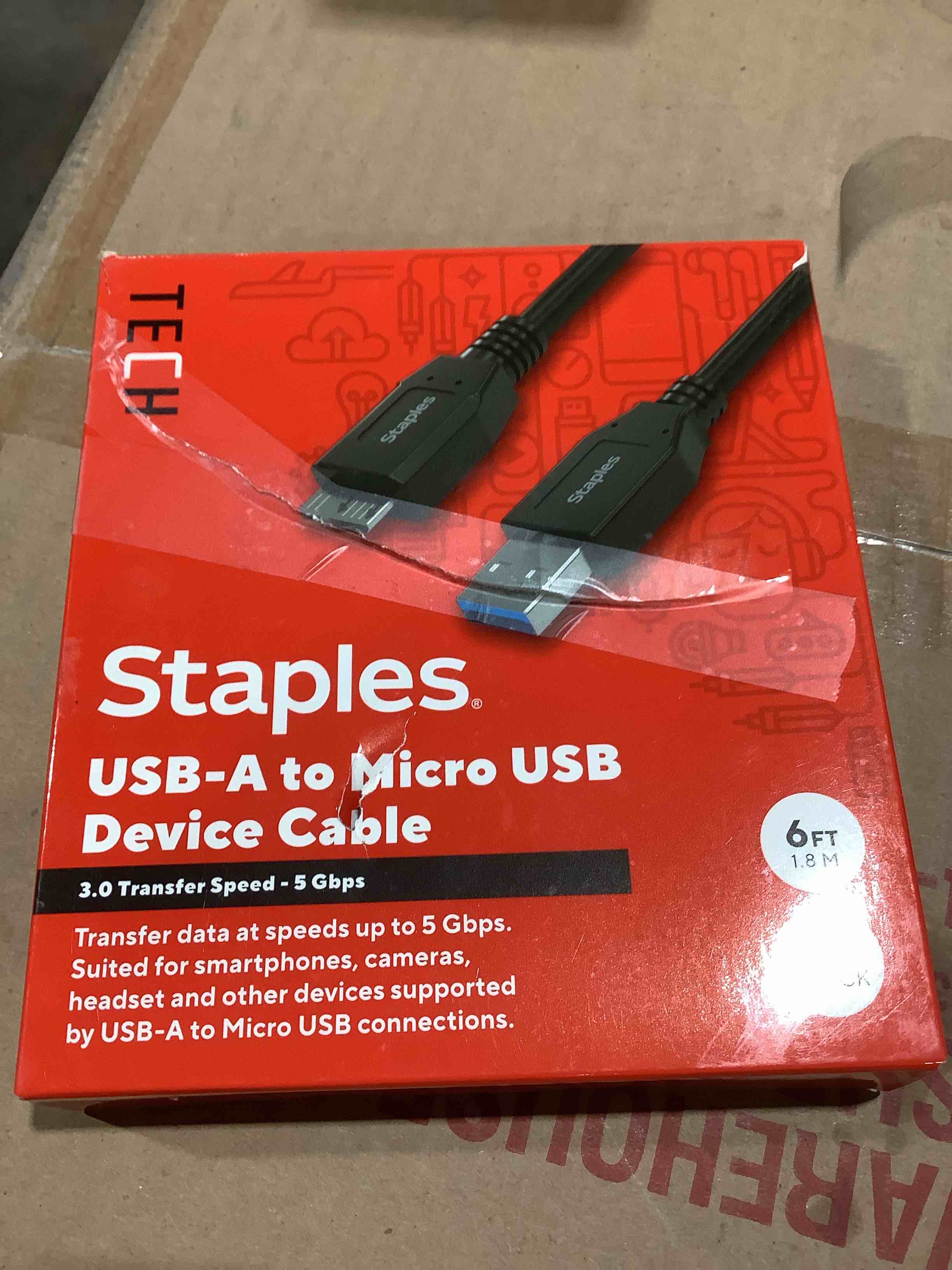 Condition photo showing Good Condition for 6 ft. USB-A to Micro USB Type B Cable, Male to Male, Black (ST62441)