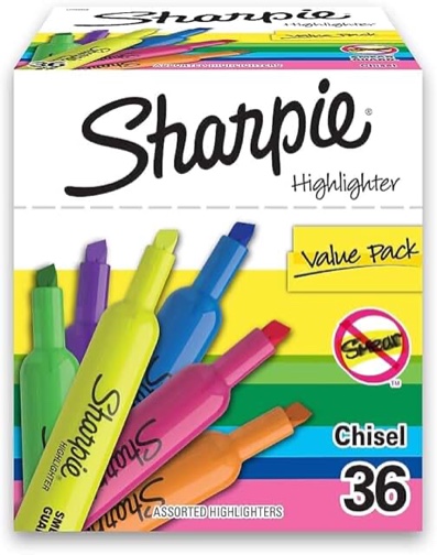 Sharpie Tank Highlighters Chisel Tip Assorted Color Highlighters Value Pack 36 Count