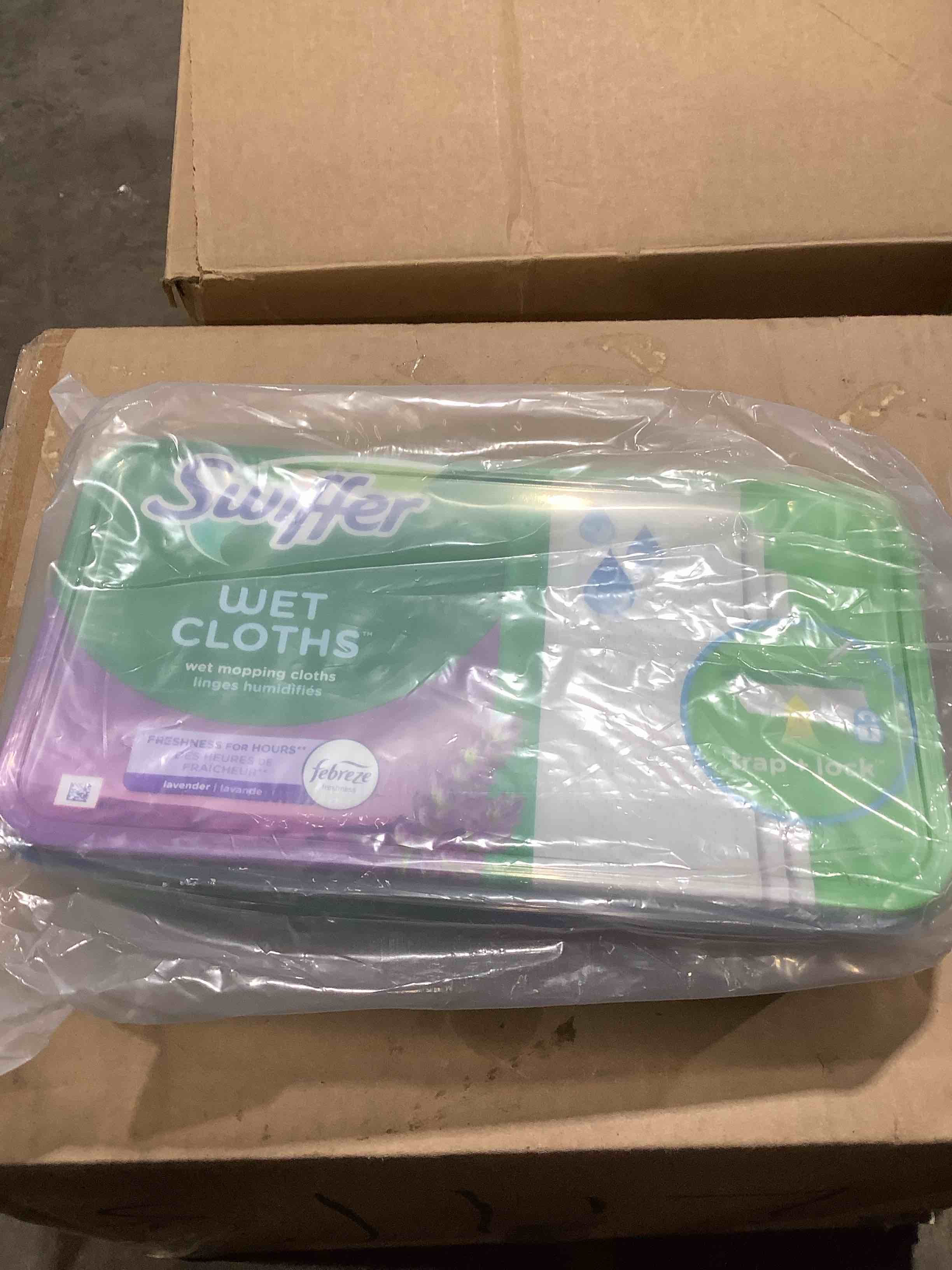 Condition photo showing Good Condition for Swiffer Sweep + Mop  Wet Pads Refill  Floor Cleaner  Cleaning Cloths  Lavender  24ct
