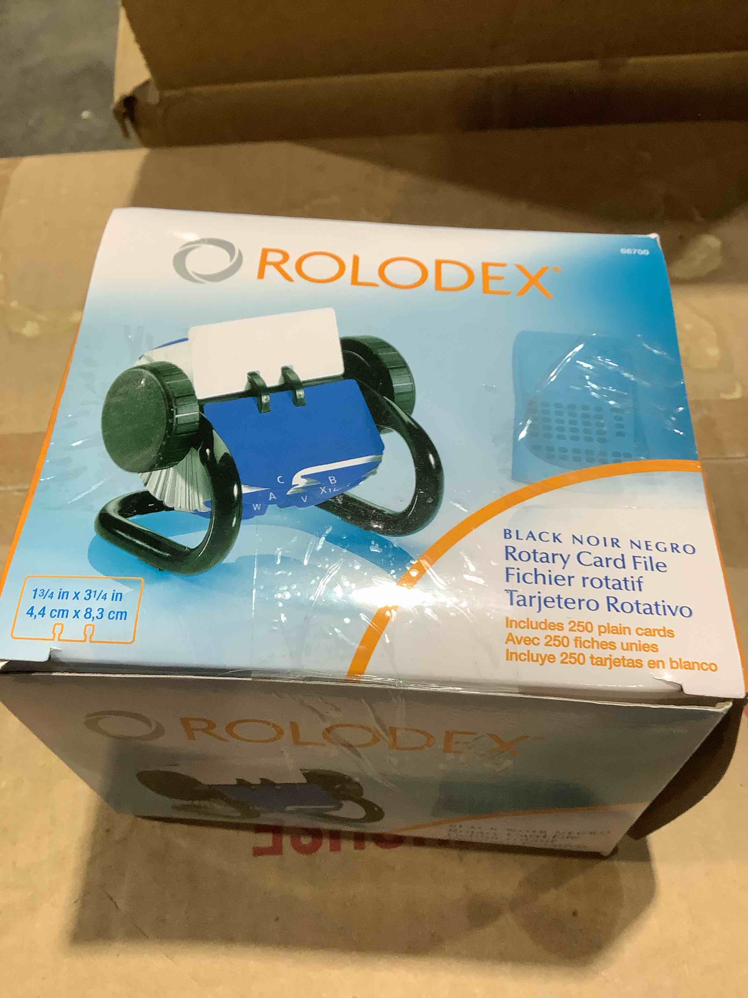 Condition photo showing New/Like New for Rolodex Classic Open Rotary Card File 250 1-3/4 x 3-1/4 Inch Cards and 24 A-Z Guides  Black