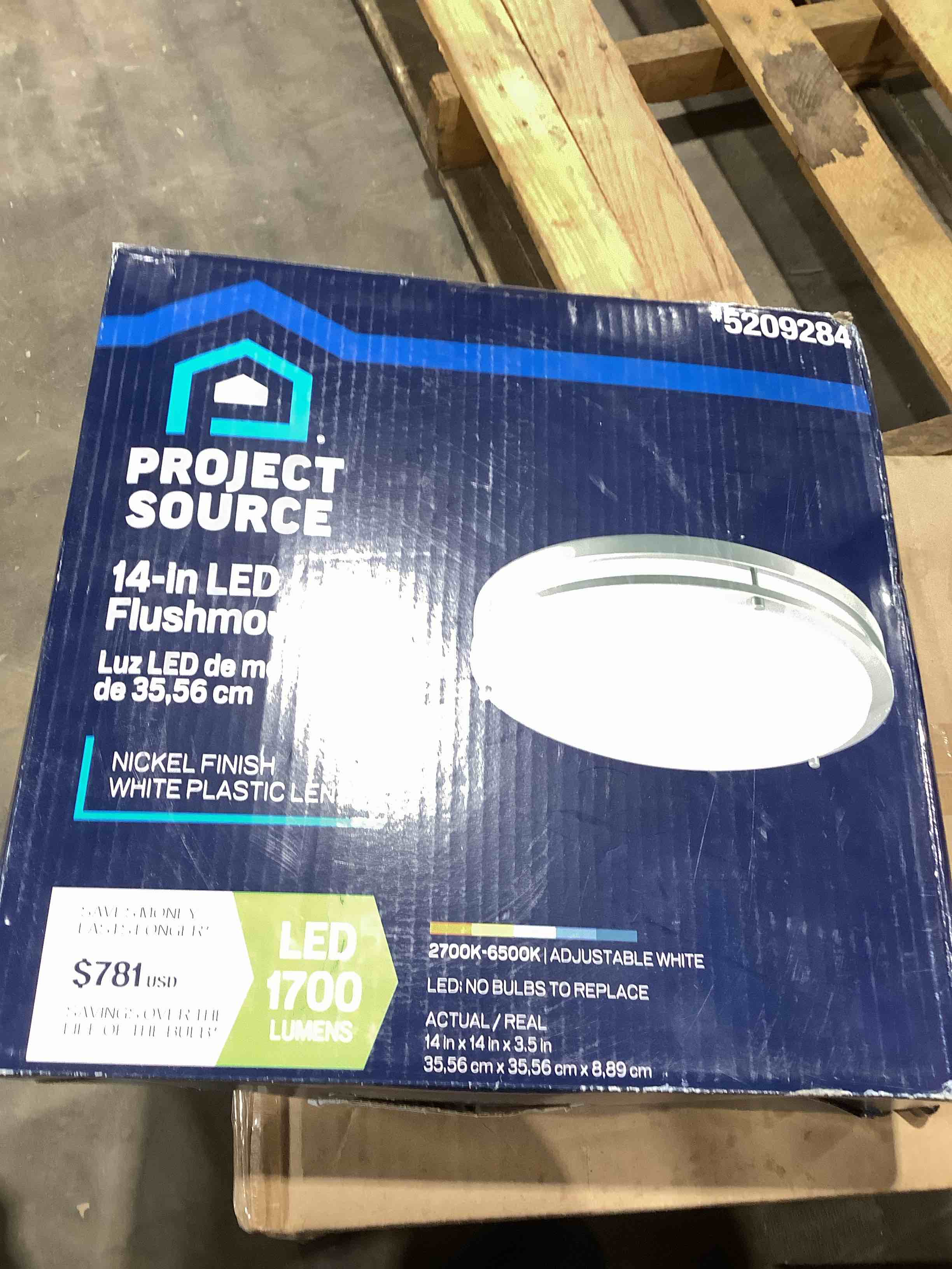 Condition photo showing Good Condition for Project source 14 inch LED flush mount light, silver rim