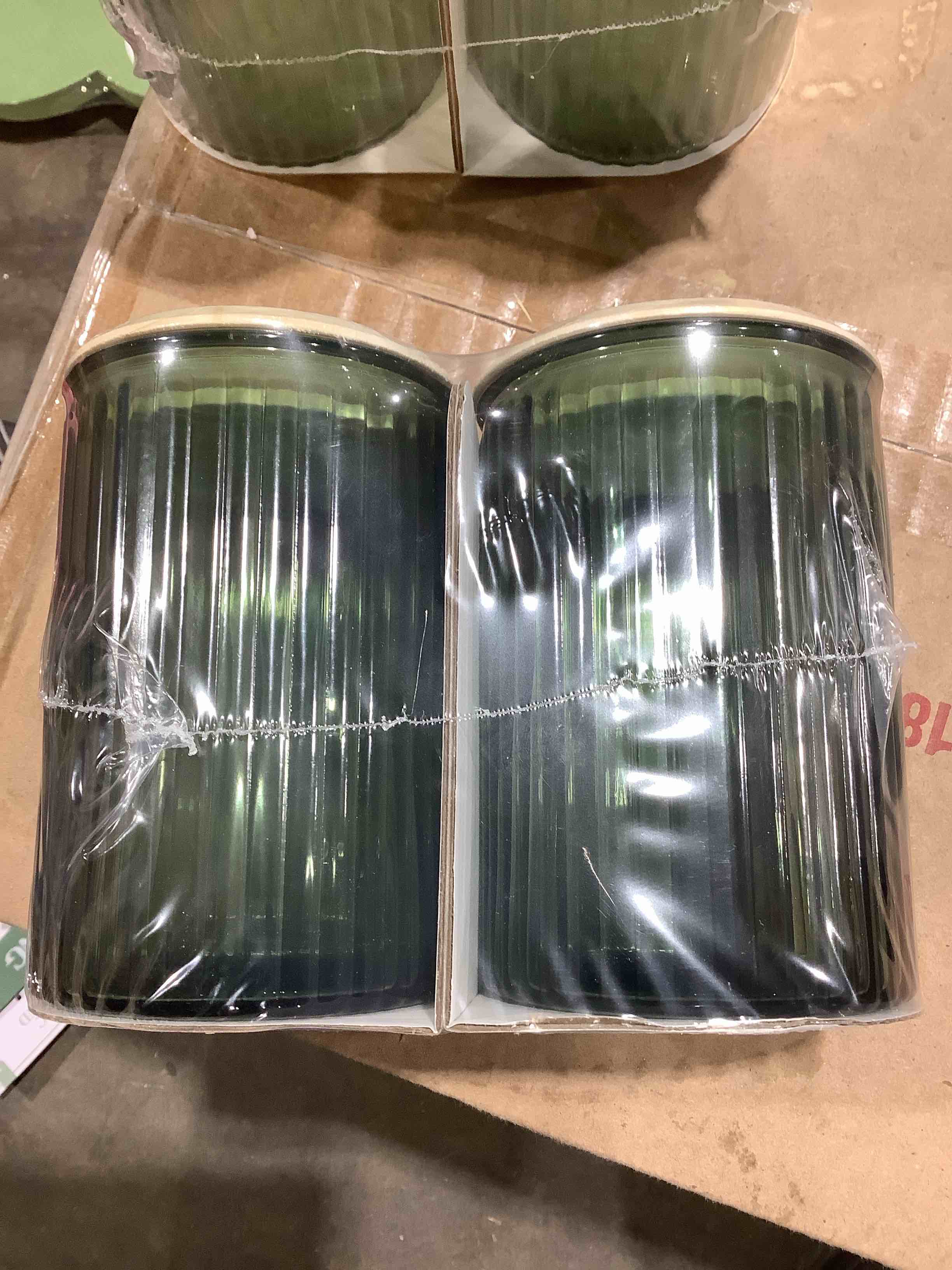 2 count glass green jars