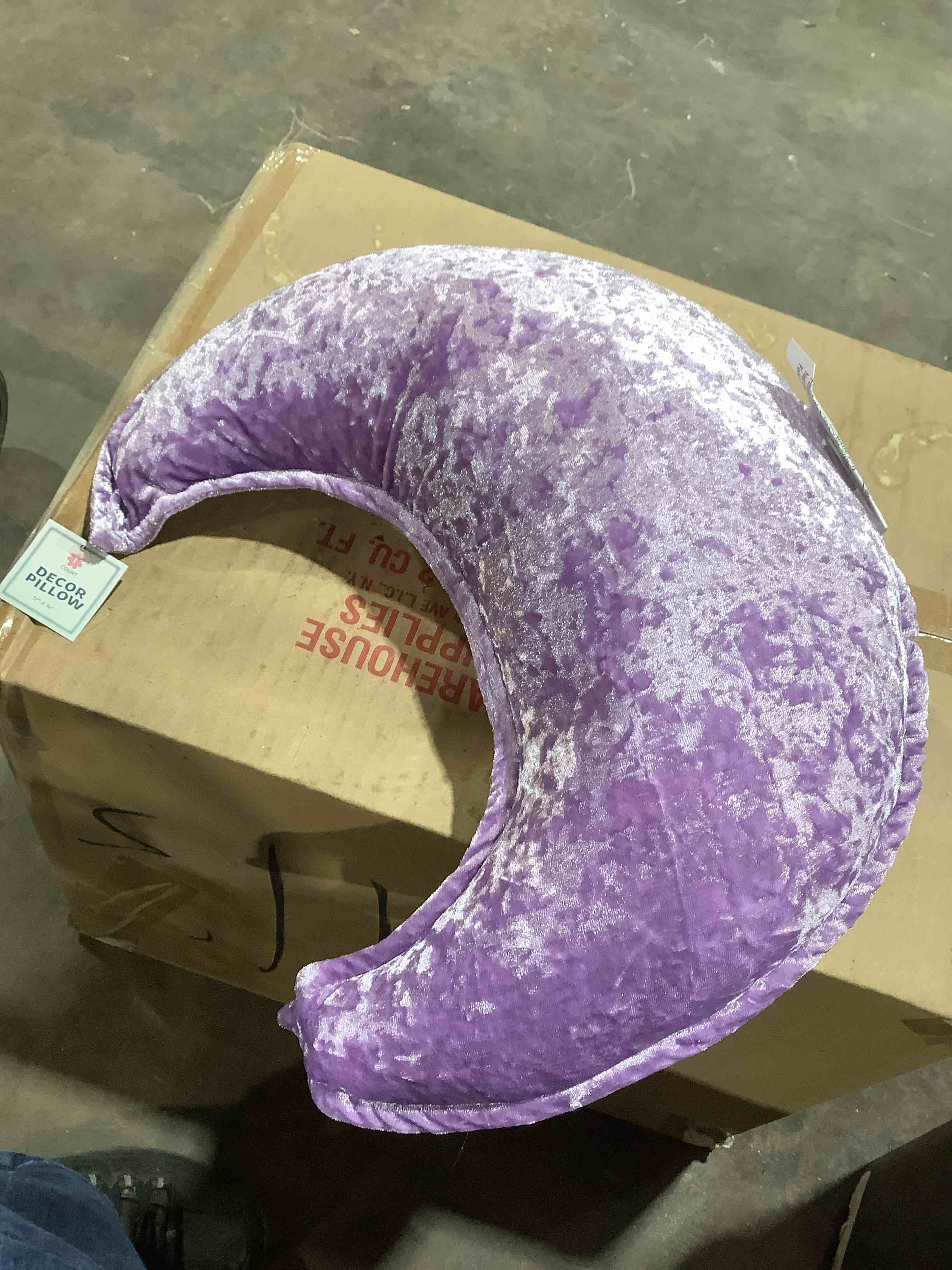 Purple crescent moon,, decorative pillow, 16" x 10"