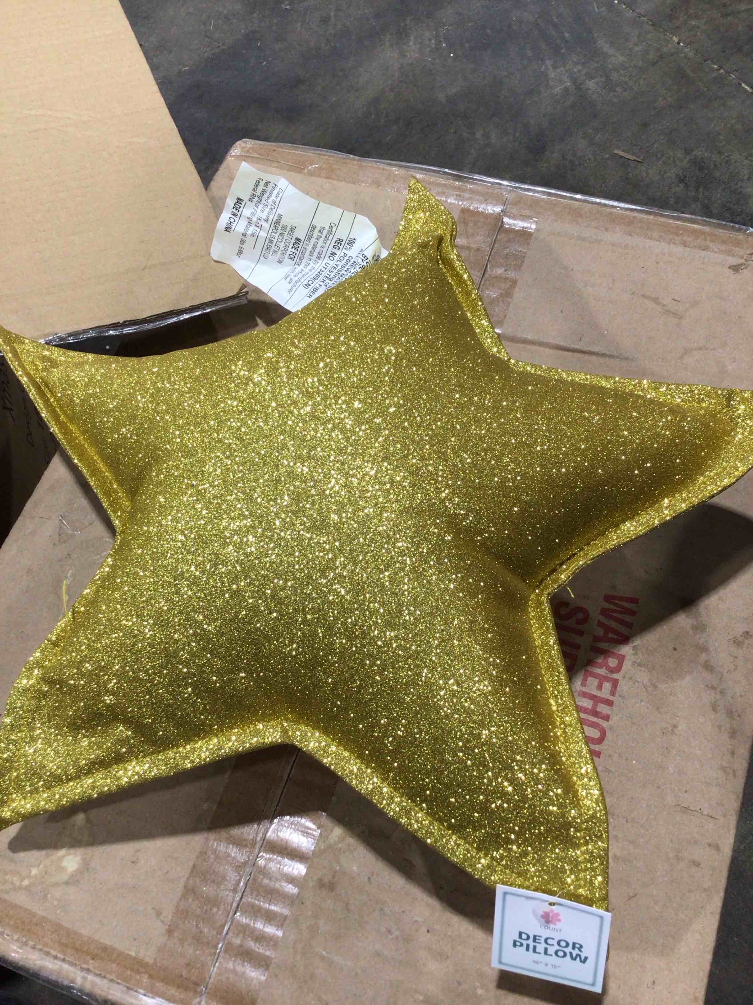 Sparkle star decorative pillows, 16 x 15”