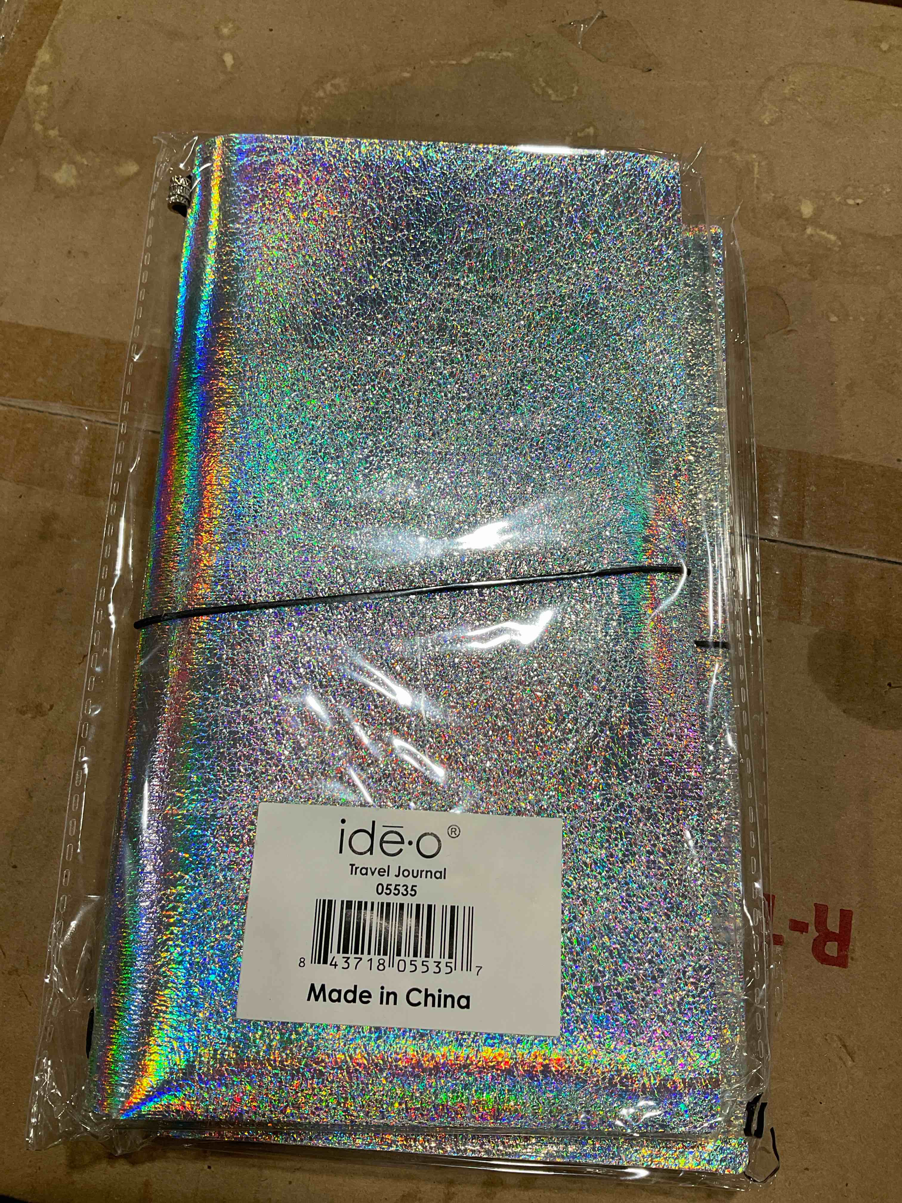 Travel Journal Glitter Notebook  PU White Laser Card Paper With Elastic band decoration Notepad Writing Stationery DIY Notebooks Writing Planner for Students Office School Girl Gifts  30 Sheets 4x8