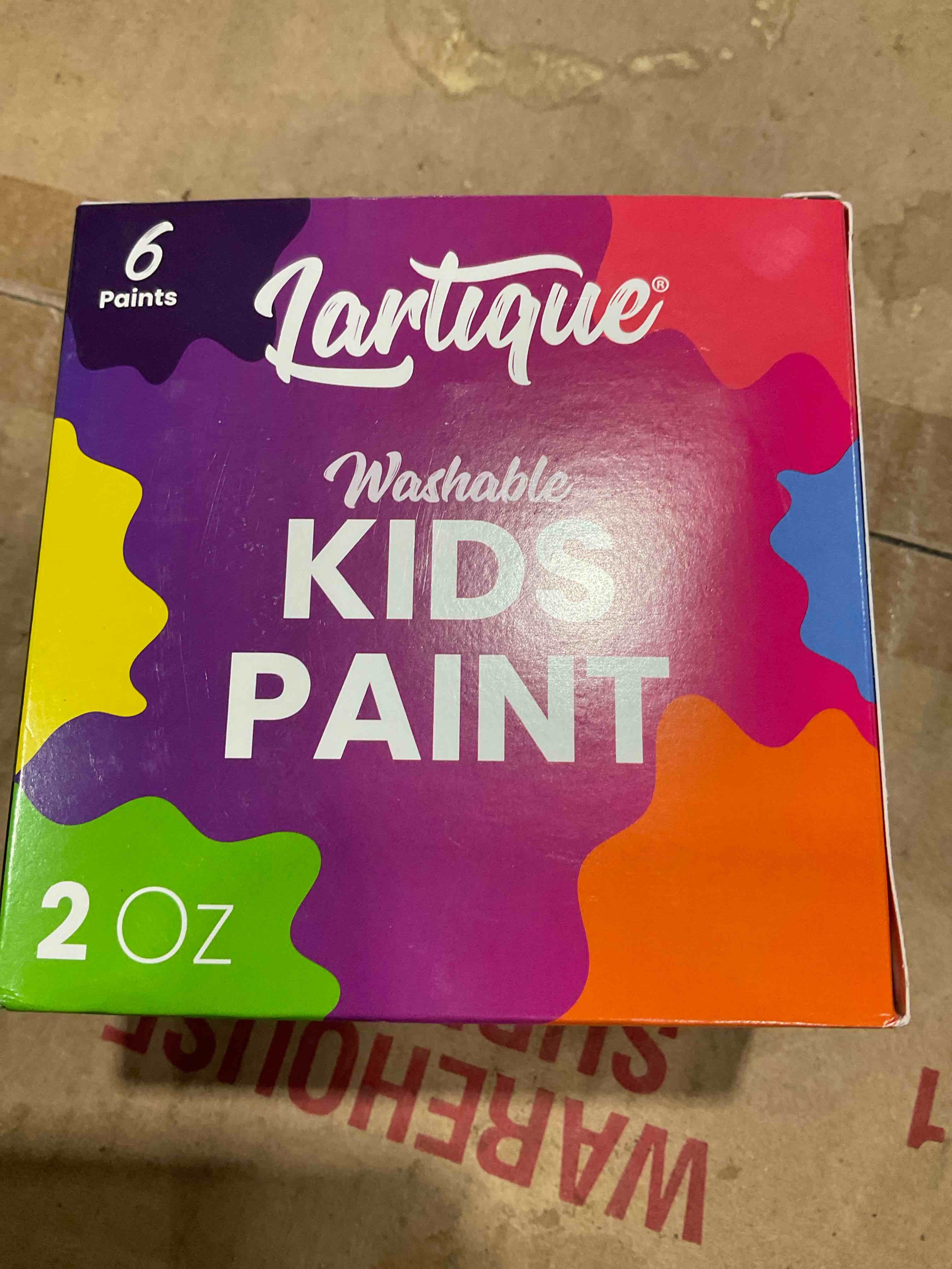Lartique  washable kids paint, 2 ounce six paints
