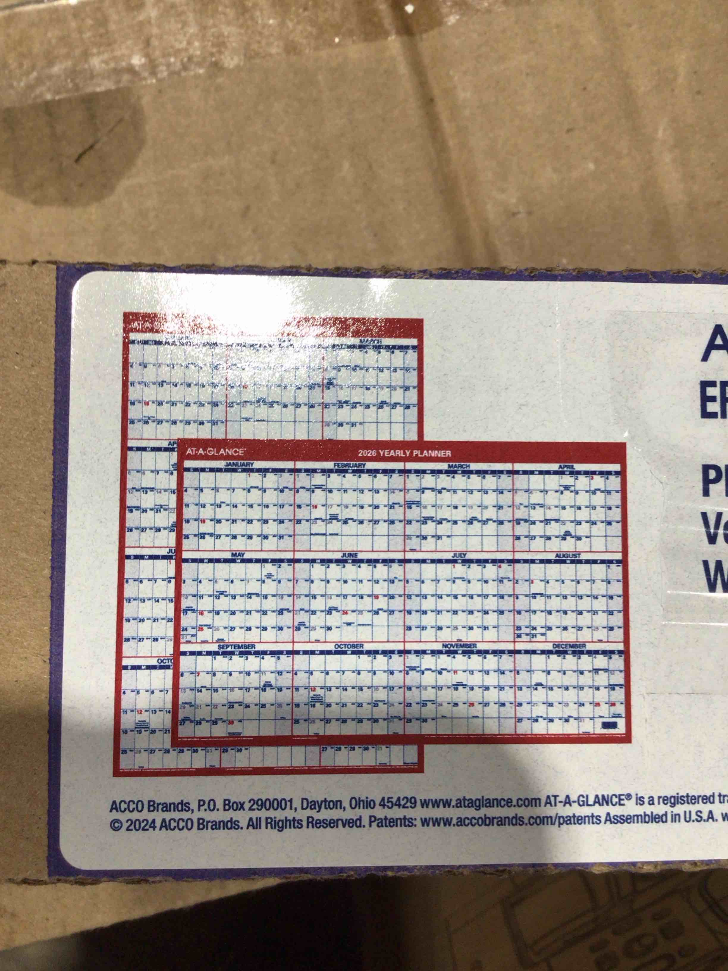 AT-A-GLANCE 2026 Vertical Horizontal Reversible Erasable Wall Calendar With