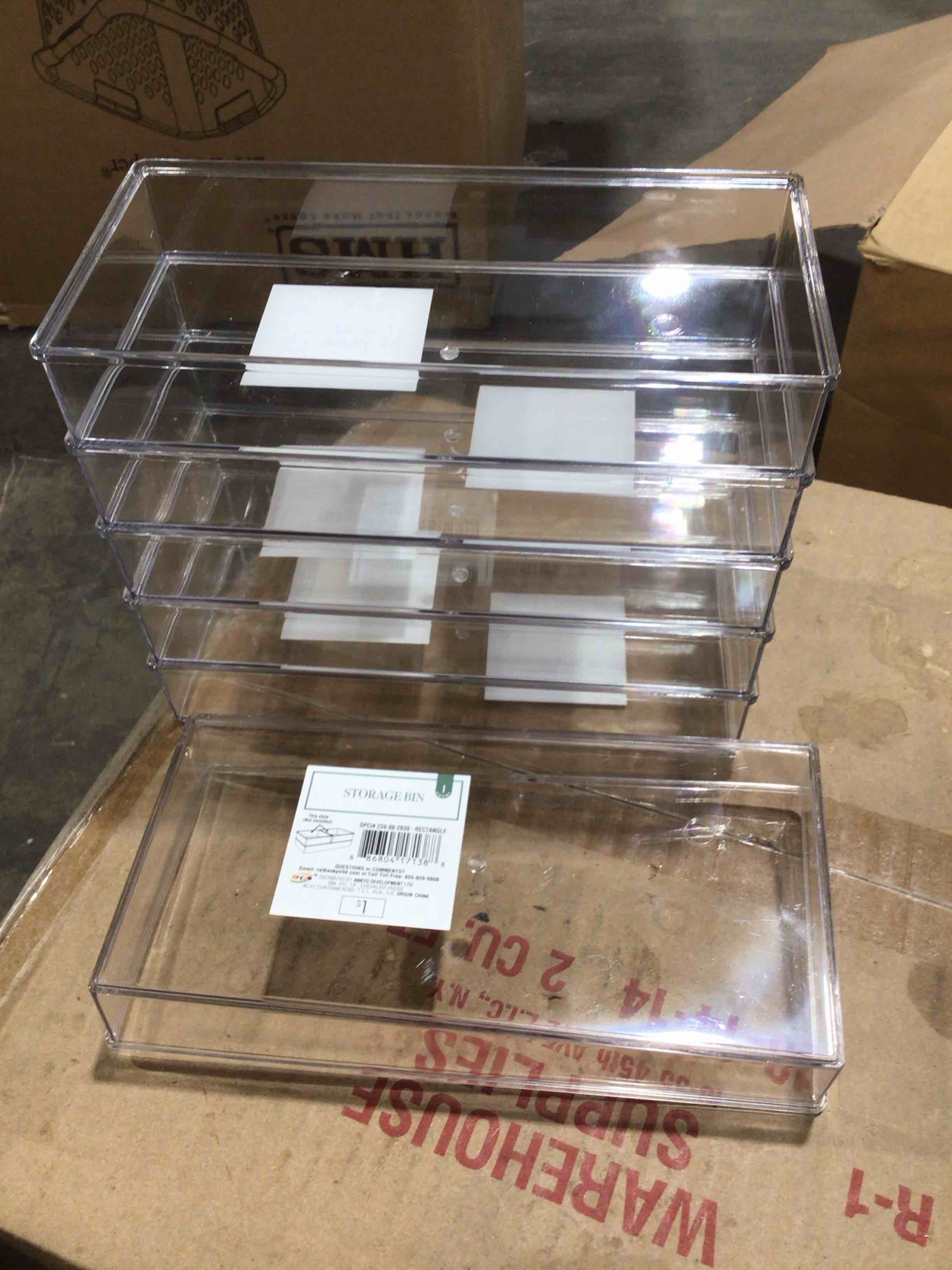Storage containers to count clear stackable, 6 ct