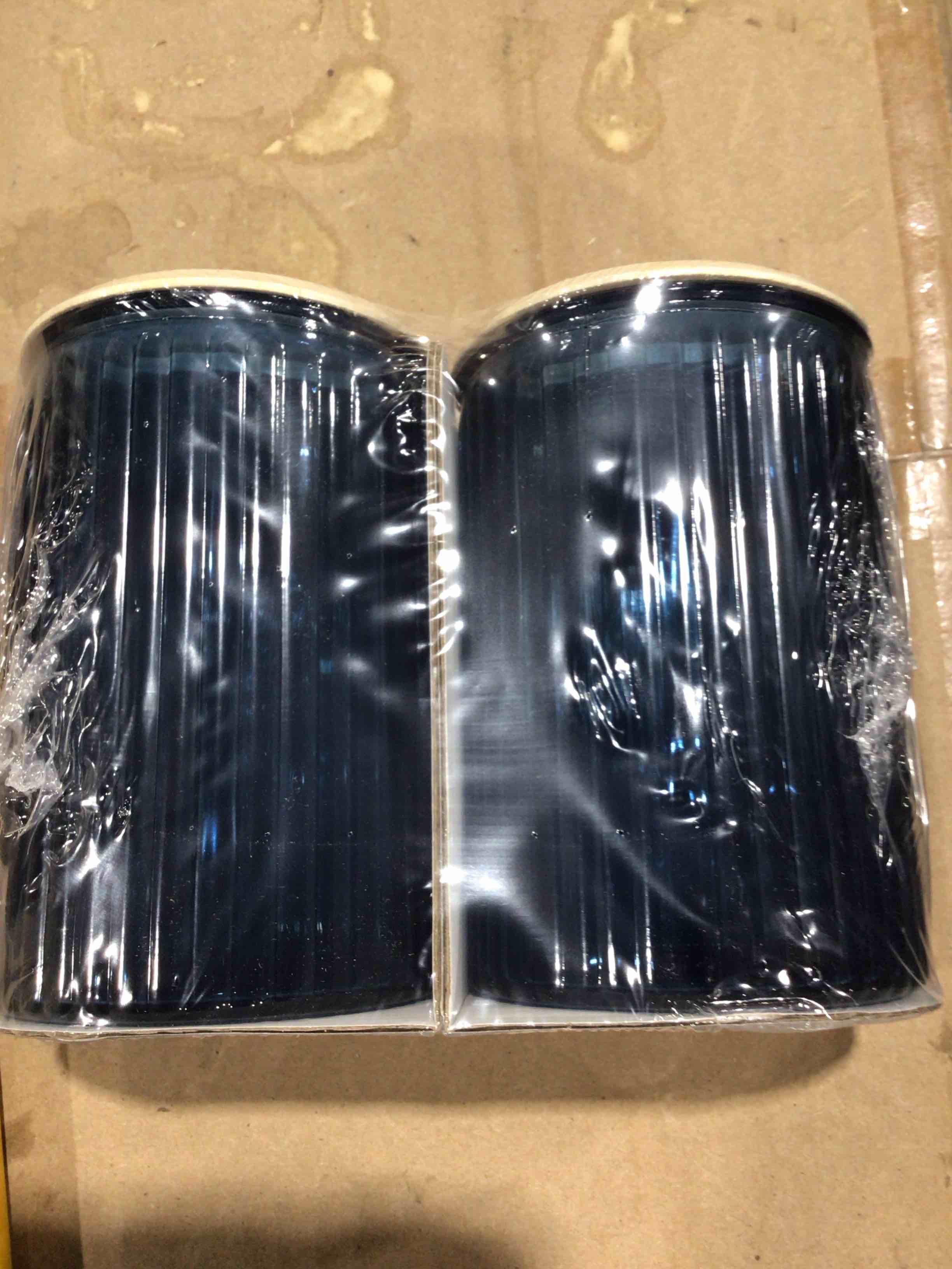 Two count glass jars, blue, decorative surface