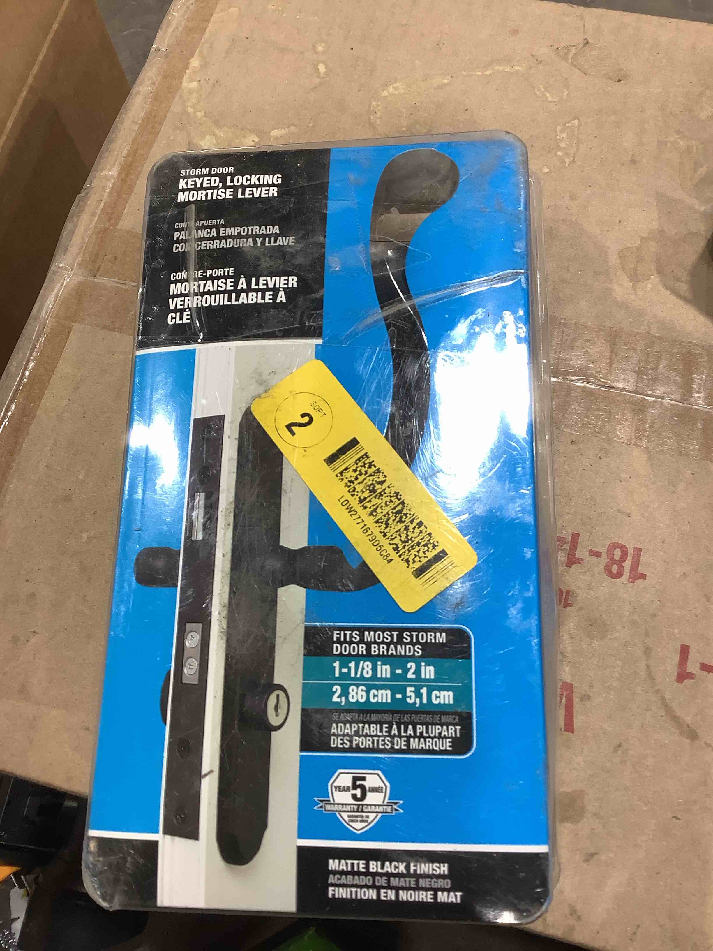 Condition photo showing Good Condition for Serenade Mortise Keyed Lever Mount Latch with Deadbolt for Screen and Storm Doors, Matte Black