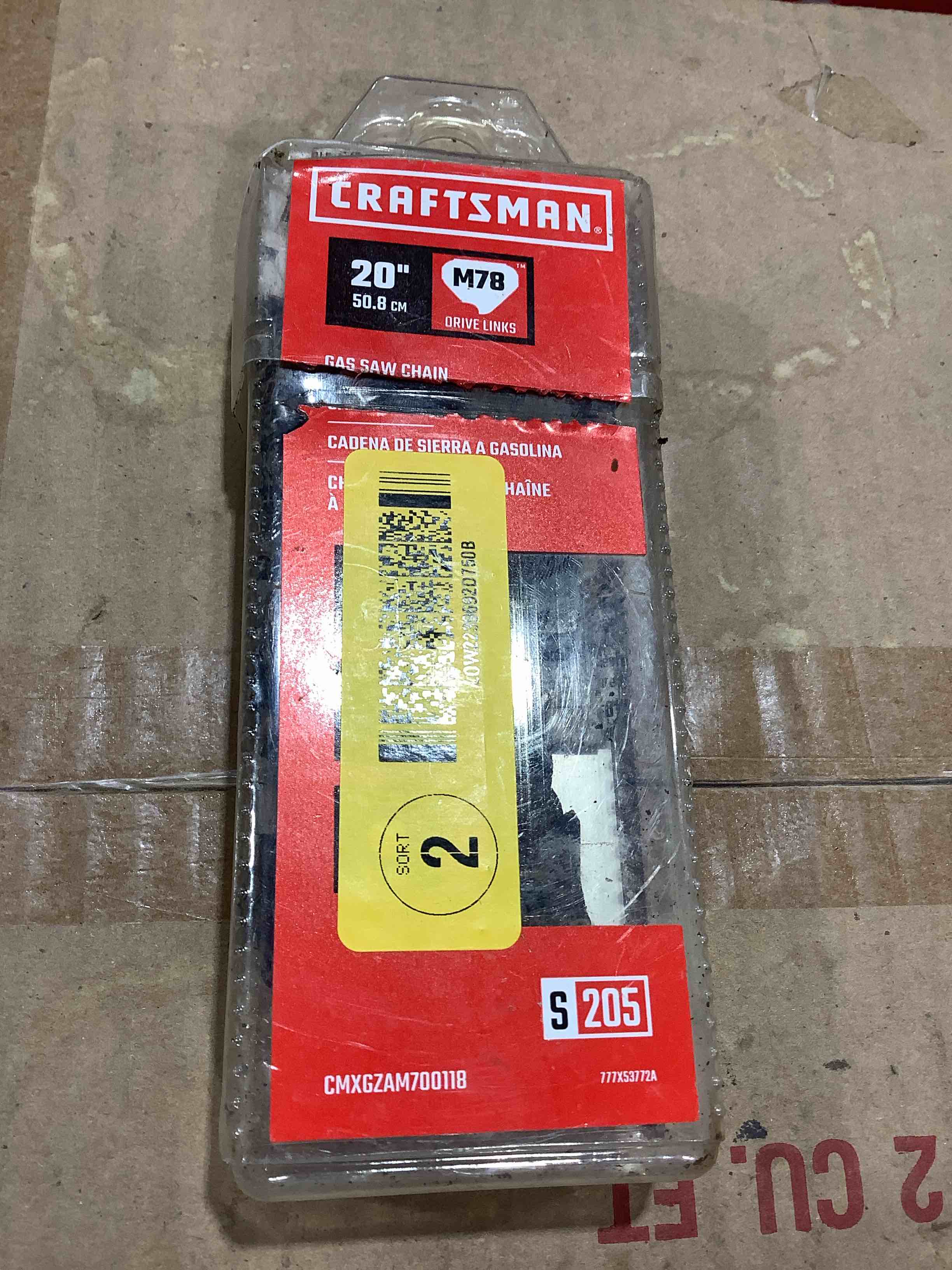 Condition photo showing As Is for Craftsman 20" M78 Gas Saw Chain S205 CMXGZAM700118 NEW