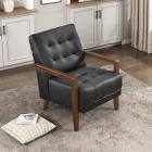 Wood frame, genuine, leather armchair, accent chair, upholstered chair
