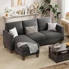Convertible, sectional sofa, L-shaped, dark gray, Box A, B and C