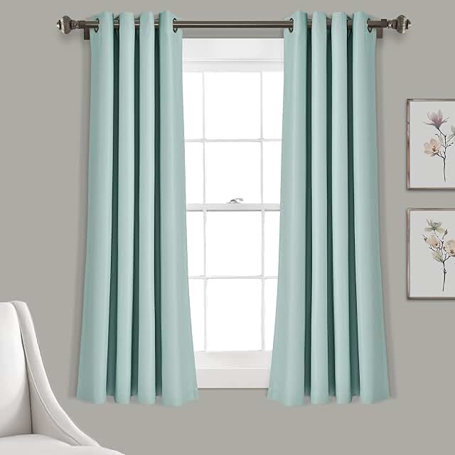 lush decor insulated grommet solid color blackout room darkening window curtain panel  blue  63 l x 52 w  set of 2