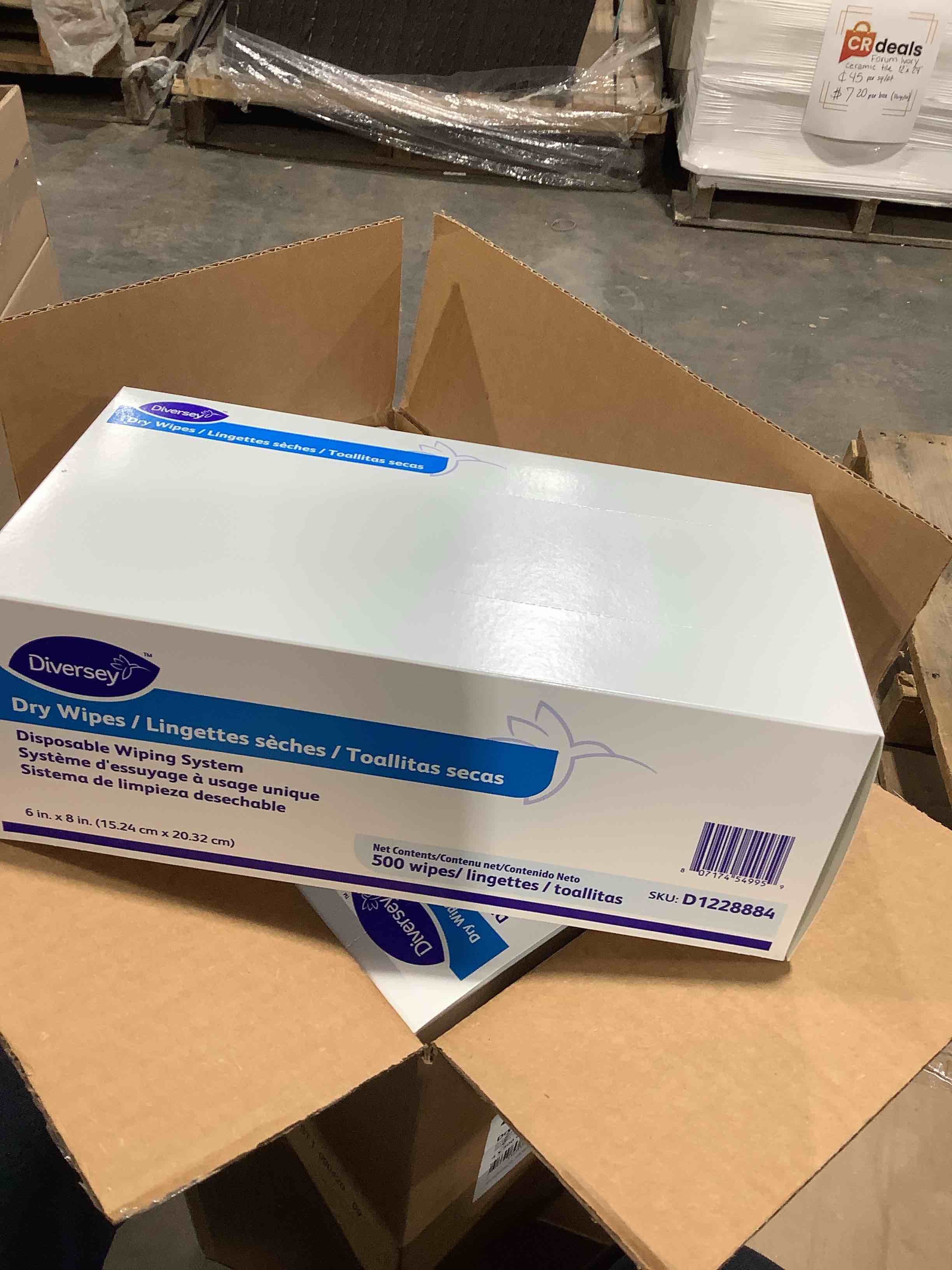 Diversey Disposable Dry Wipe 1-Ply 6 x 8 White 500