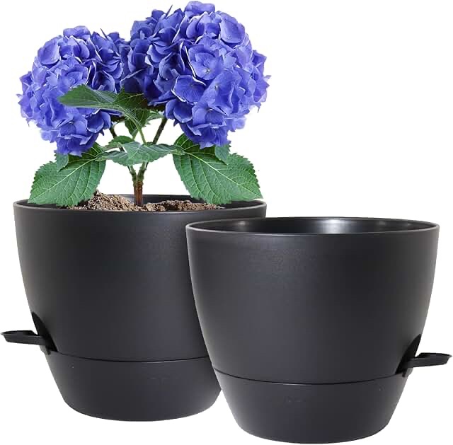 self-watering plastic indoor outdoor planter pot black 8"x8" - room essentials™