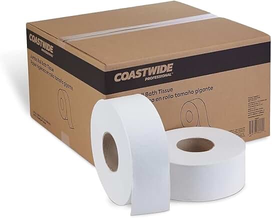 Coastwide Jumbo Roll Bath Tissue White, 12 rolls