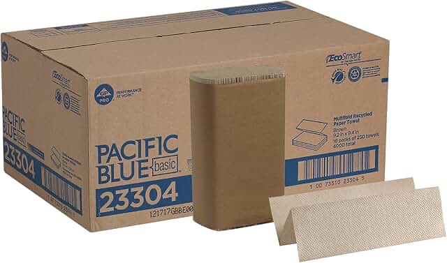 pacific pacific blue basic multifold, recycled, paper towel towels, brown