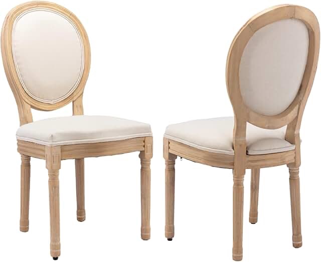 French dining chair, YJ – 010, pair cream colored