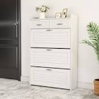 Four tier shoe cabinet, white