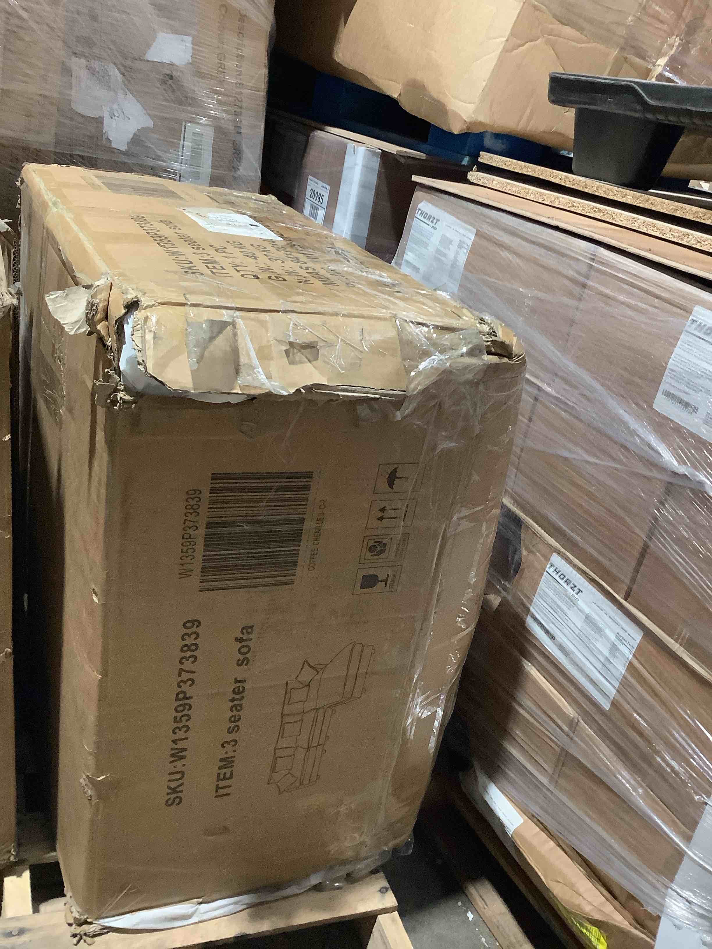 Condition photo showing Good Condition for L-shaped, modern sofa modular sectional cloud couch with ottoman, three seater beige, complete