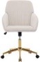 adjustable ergonomic swivel office chair with a velvet cushion and a golden base, beige
