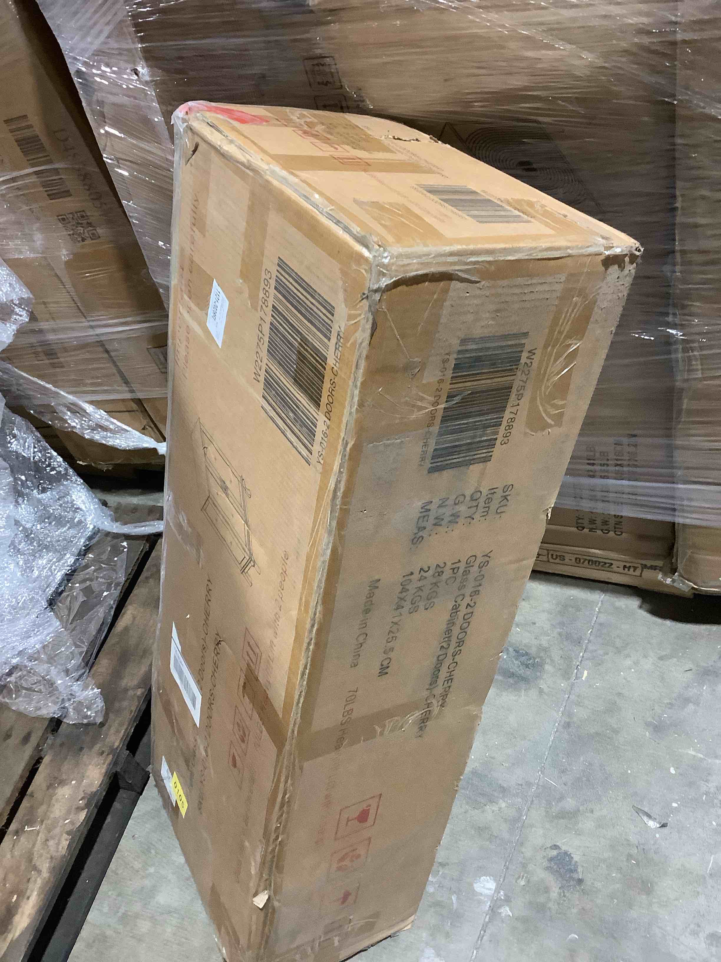 Condition photo showing New/Like New for Two door cherry glass cabinet