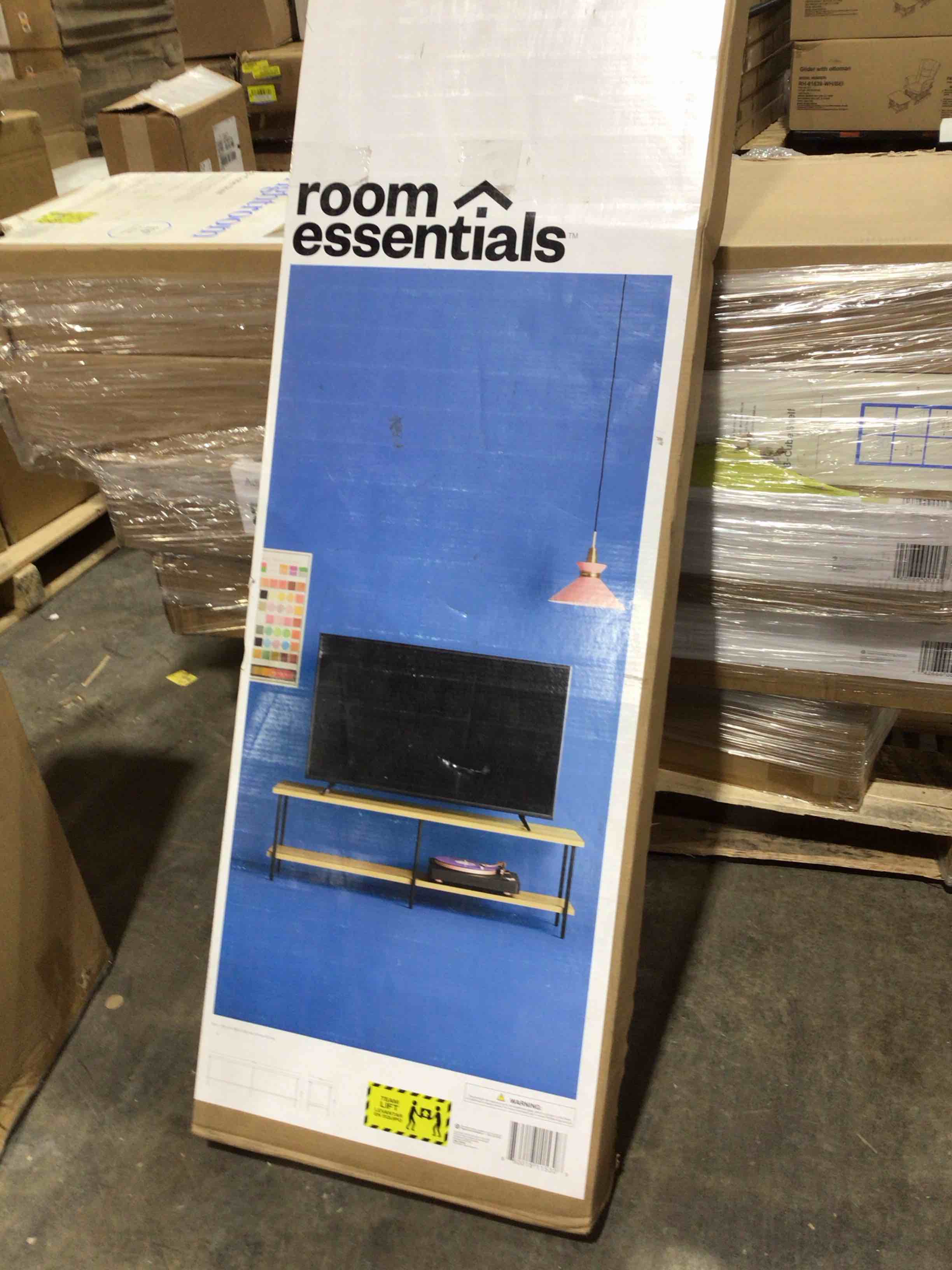 Condition photo showing Good Condition for Wood and Metal TV Stand for TVs up to 60" Natural - Room Essentials™