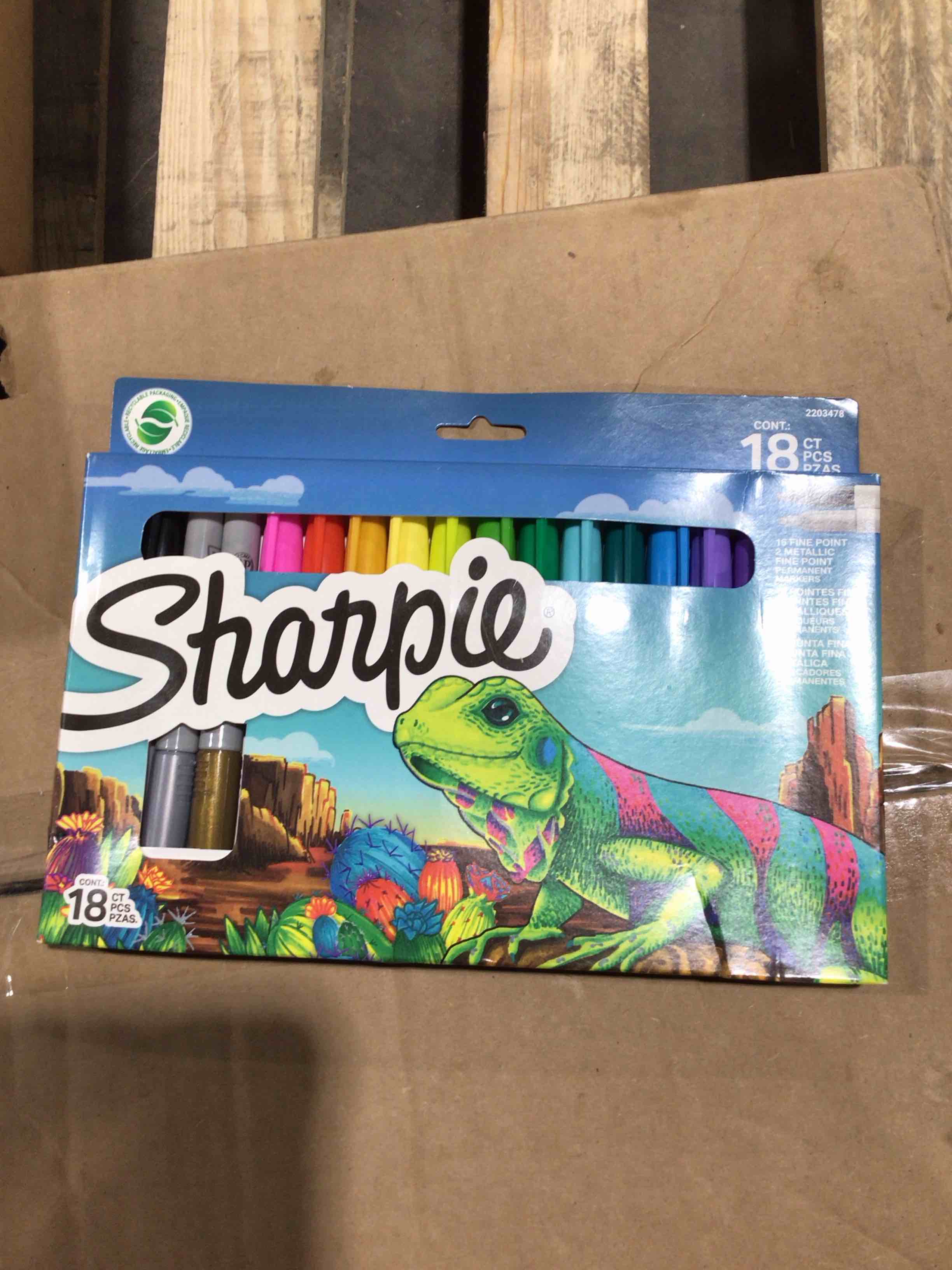 Condition photo showing New/Like New for Sharpie 18pk Permanent Fine Tip Markers Including 2 Metallic Markers: Art & Stationery, Multicolored, Office Supplies