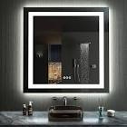 led 38" x 38" lighted bathroom mirror with dimmable three color vanity mirror with lights and anti-fog tempered glass