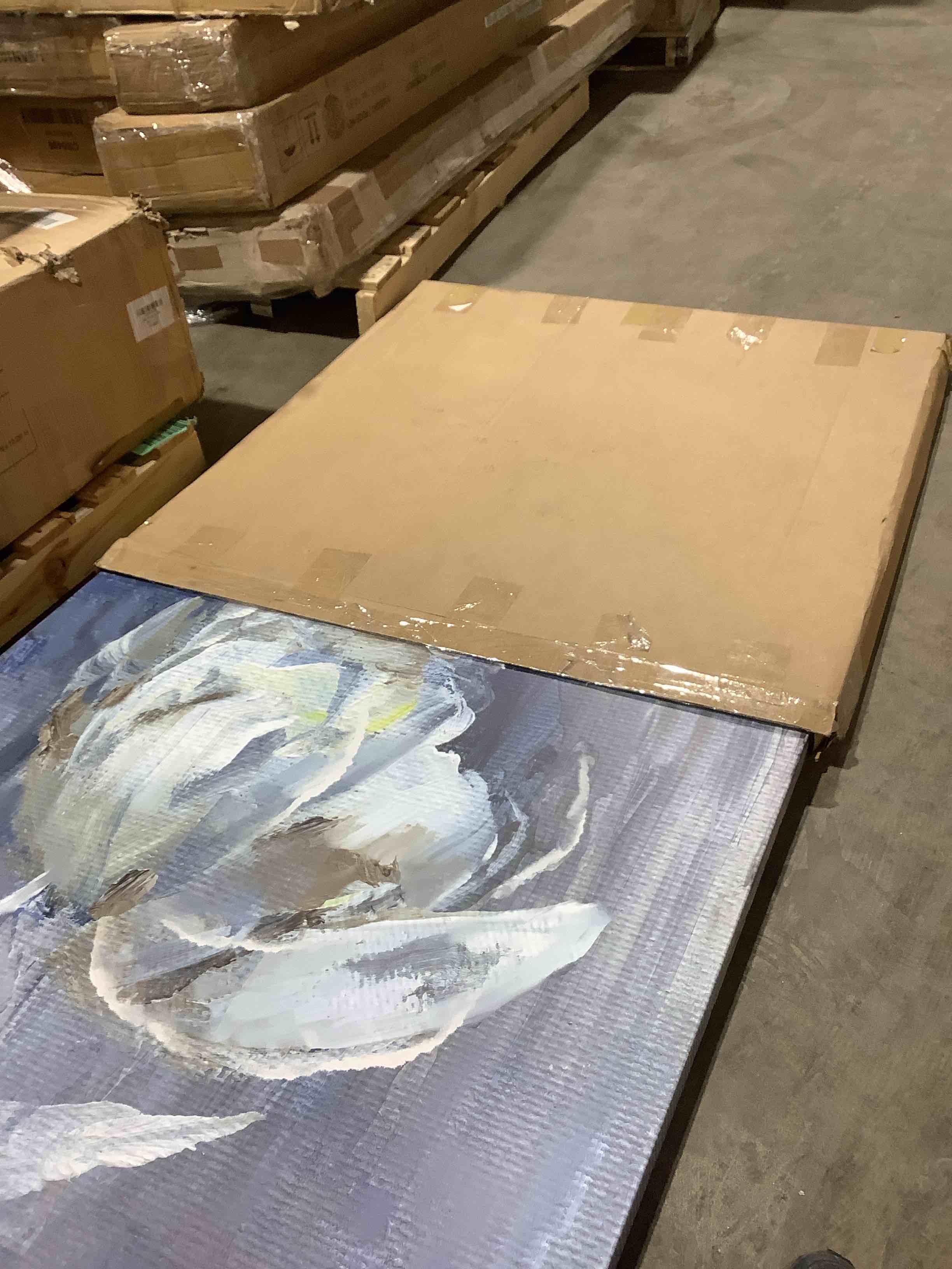 Condition photo showing New/Like New for White on blue on canvas print size 40" x 40"