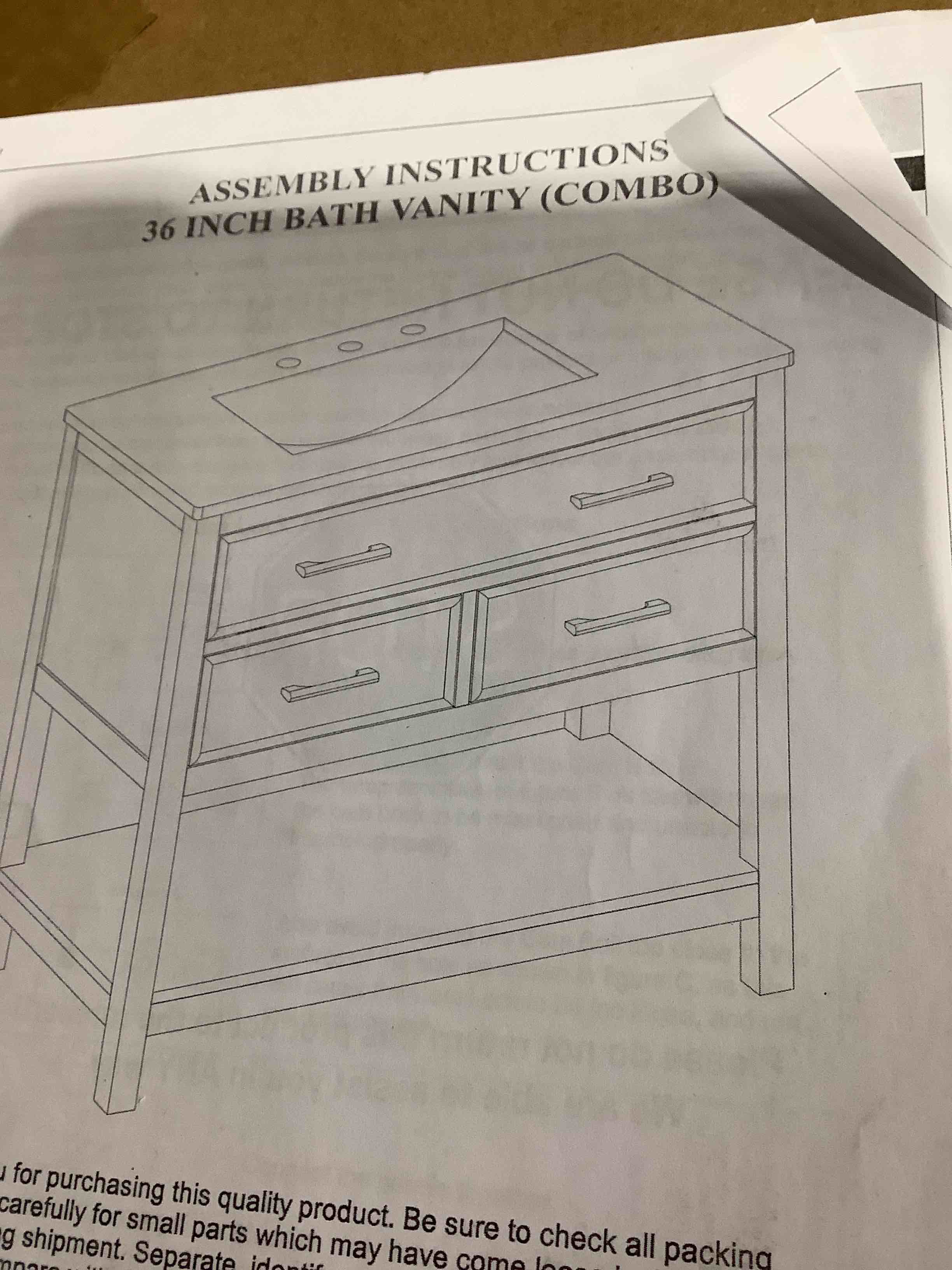 modern 36 inch bathroom vanity with ceramic sink combo, wood bathroom storage cabinet three drawers and sink