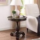 roundhill furniture rene round wood pedestal end table in espresso