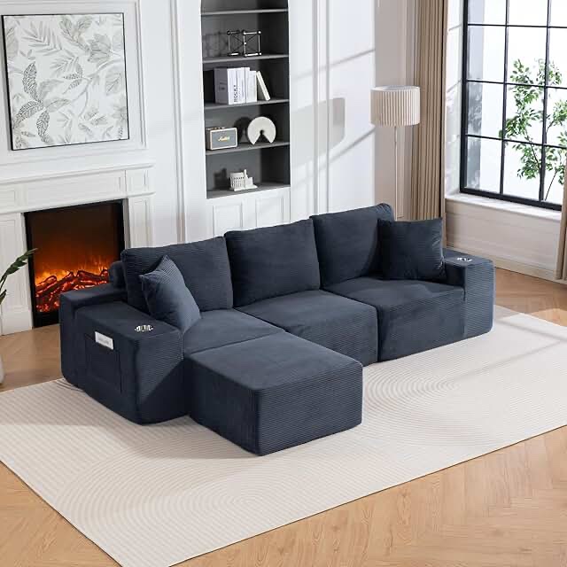 110 inch l shaped convertible sectional sofa, incomplete