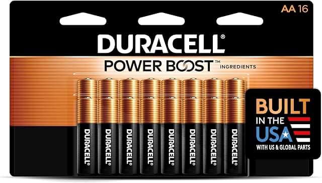duracell coppertop aa battery with power boost™  16 pack long-lasting batteries