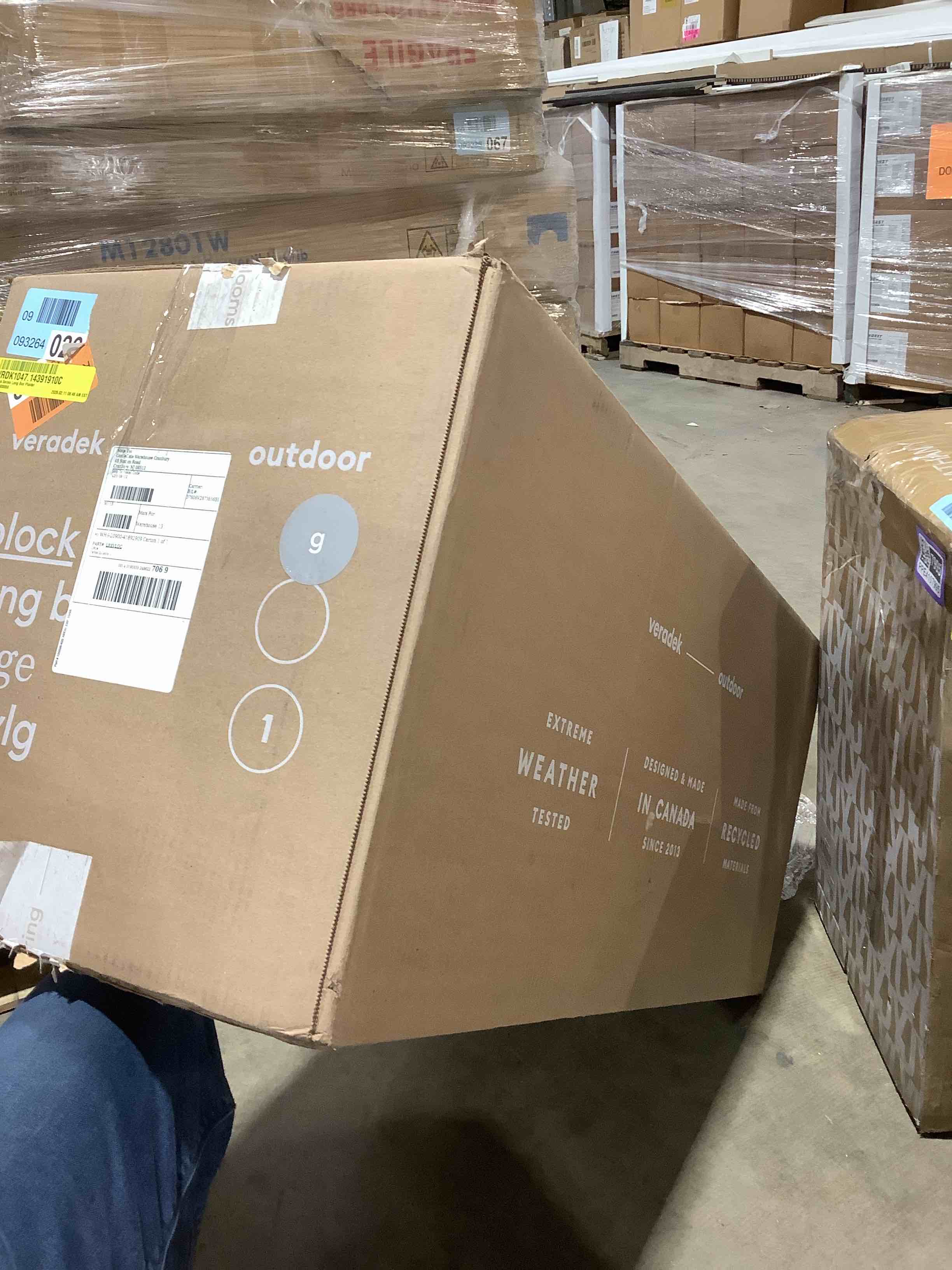 Condition photo showing Good Condition for Veradek Block Series Long Box Planter - Large Rectangular Planter for Indoor or Outdoor Patio/Porch | Durable All-Weather Use with Drainage Holes | Modern Décor for Tall Plants, Flowers or Shrubs