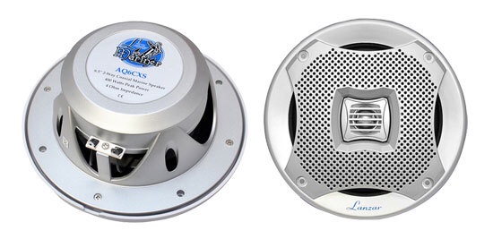 Lanzar AQ6CXS - 400 Watts 6.5   2-Way Marine Speakers (Silver Color)