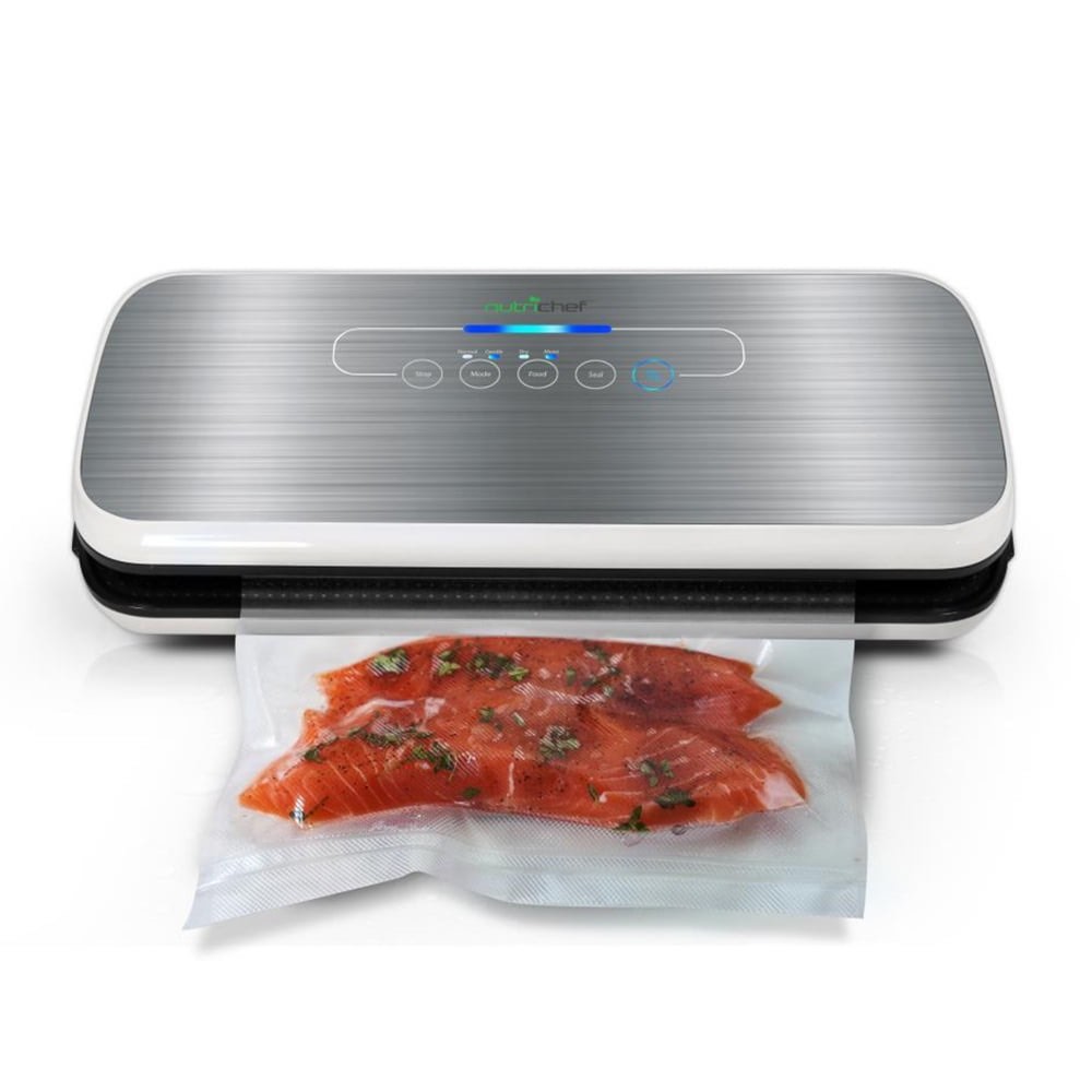 NutriChef PKVS18SL Automatic Food Vacuum Sealer  Electric Air Sealing Preserver System (Silver)