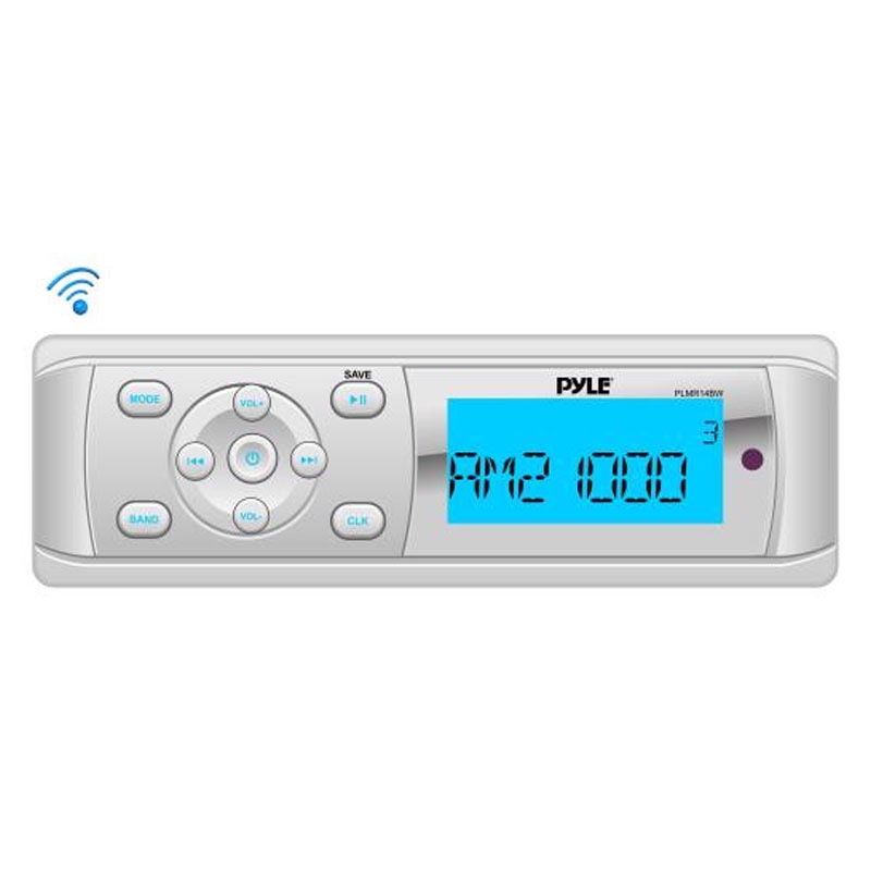 Pyle PLMR14BW Universal Bluetooth Marine Stereo Radio Receiver, Water-Resistant/Weatherproof, MP3/USB Reader, Am/FM Radio, Weatherband