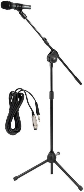 Microphone and Tripod Stand With Extending Boom & Mic Cable Package