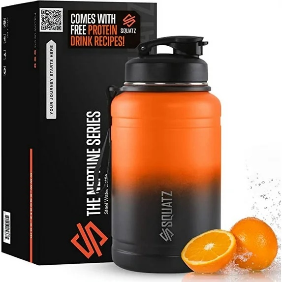 Squatz 74 Oz Neptune Series Steel Water Bottle Stainless Double Wall Vacuum Jug W/ Handle Strap