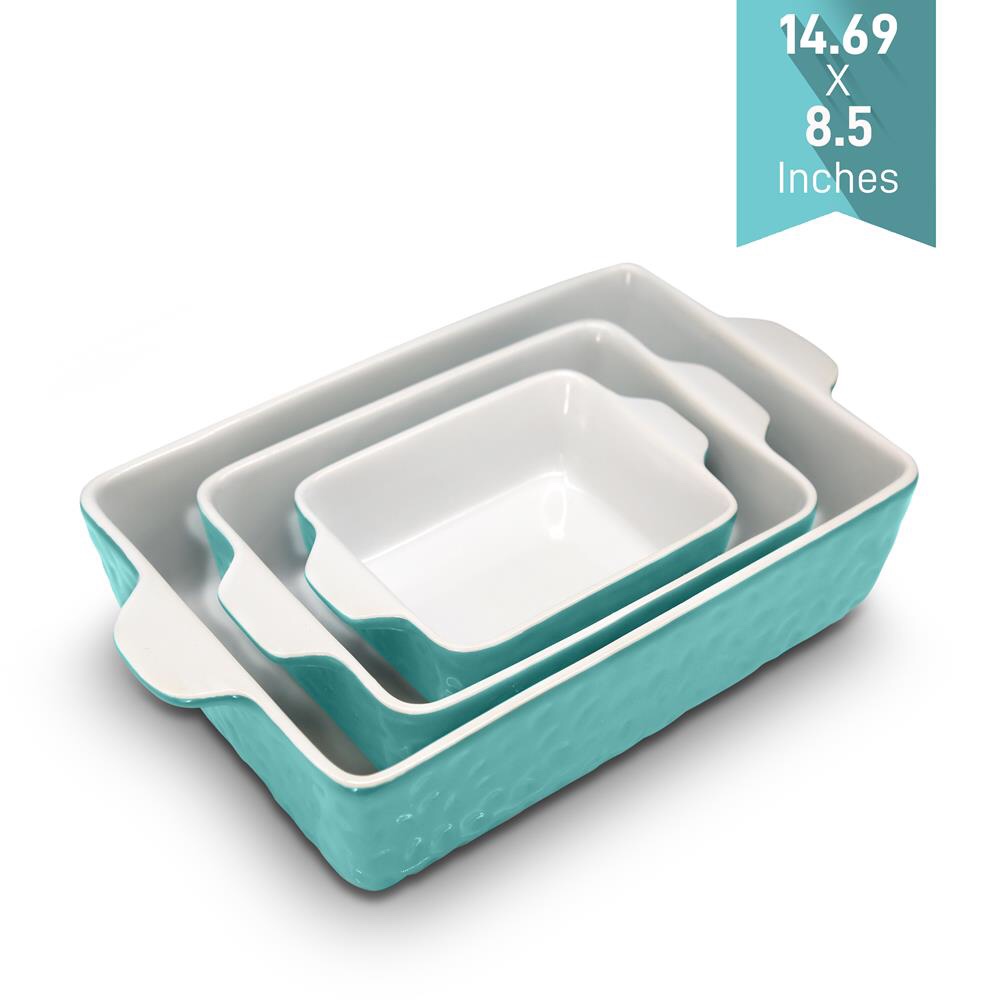 NutriChef 2-Piece Nonstick Ceramic Bakeware Set - PFOA PFOS PTFE Free Baking Tray Set w/Odor-Free Ceramic Non-stick Coating, 446°F Oven Safe Microwave/Dishwasher Safe Rectangular Baking Pan NCCREX3