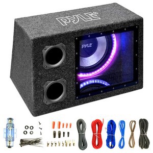 Pyle Single 12" Inch Vented Subwoofer Enclosure - 600 Watt Peak Power Car Audio Sub Woofer Speaker with Built-in Multi-Color LED Illuminating Ring Light & Remote Control(missing remote )