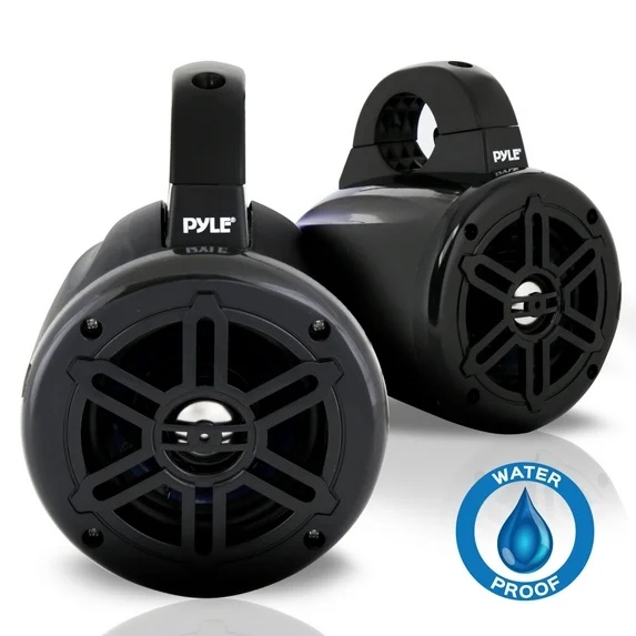 yle Pyle PLMRWB45B - Waterproof RatedMarine Tower Speakers - Compact Wakeboard Subwoofer Speaker System (4’' -inch, 300 Watt)