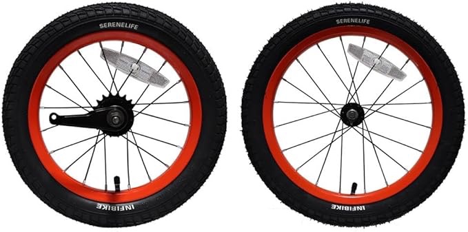 jovial serenelifehome kids bike front and rear wheel set, wheel set replacement part for 14 inch kids bicycle, compatible with model numbers slbkorg49 (prtslbkorg49whel)