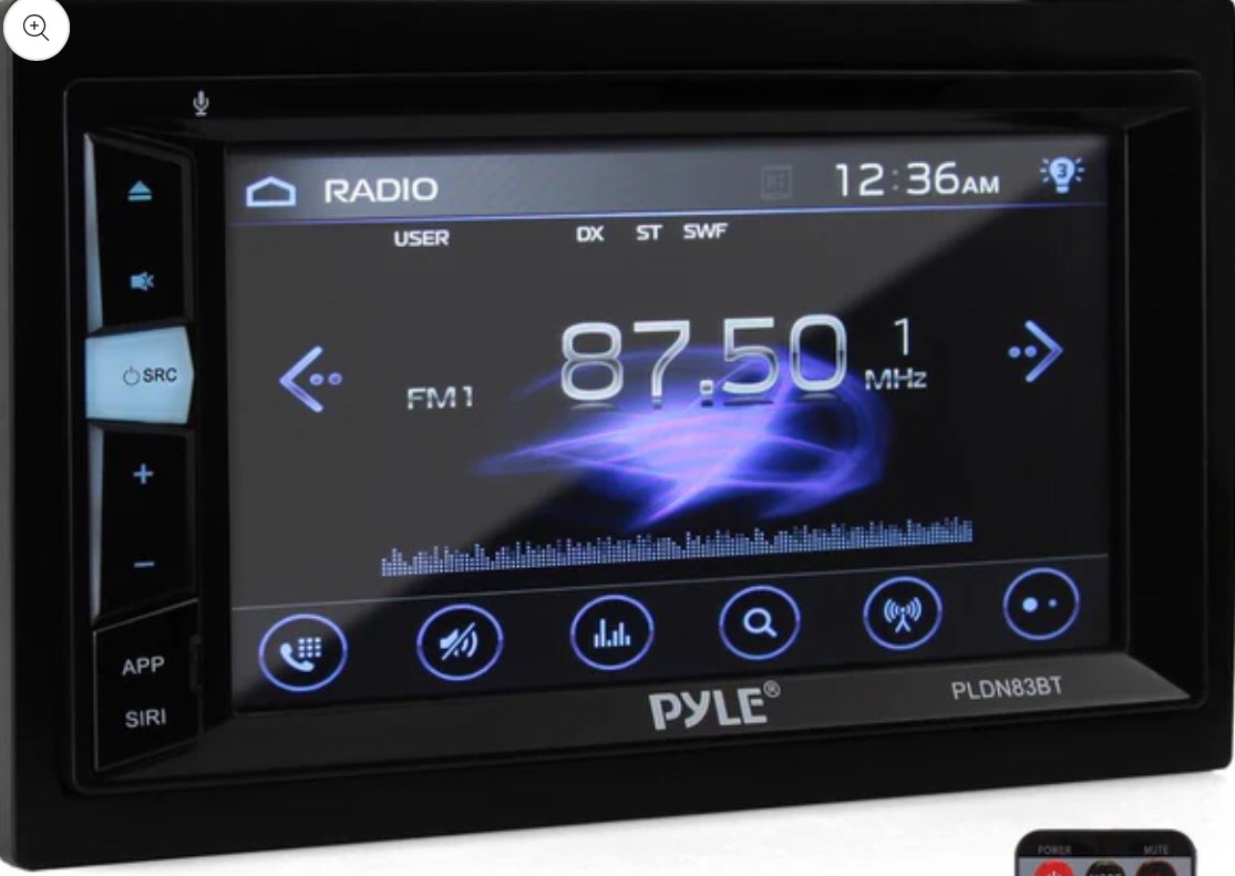 Pyle Double Din DVD Car Stereo Player Bluetooth in-Dash Car Stereo Touch Screen Receiver w/USB/SD, MP3, CD Player, AM FM Radio, Steering Wheel Feature, Hands-Free Call, Camera/Speaker Input-PLDN83BT