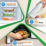 NutriChef 10-Piece Glass Food Containers - Stackable Superior Glass Meal-prep Storage Containers, Newly Innovated Leakproof Locking Lids w/Air Hole, Freezer-to-Oven-Safe (Gray)