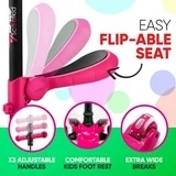 Hurtle 3-Wheeled Scooter for Kids - Wheel LED Lights, Adjustable Lean-to-Steer Handlebar, and Foldable Seat - Sit or Stand Ride with Brake for Boys and Girls Ages 1-14 Years Old